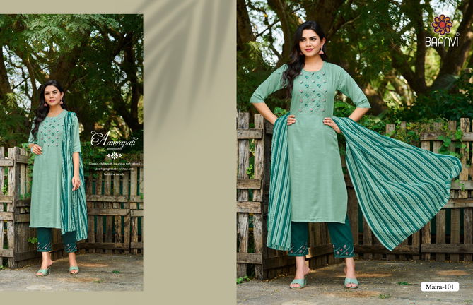 Baanvi Maira Fancy Designer Ethnic Wear Kurti Pant With Dupatta Collection